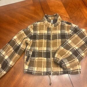 Plaid Fleece Zip-Up Jacket by Sage the label